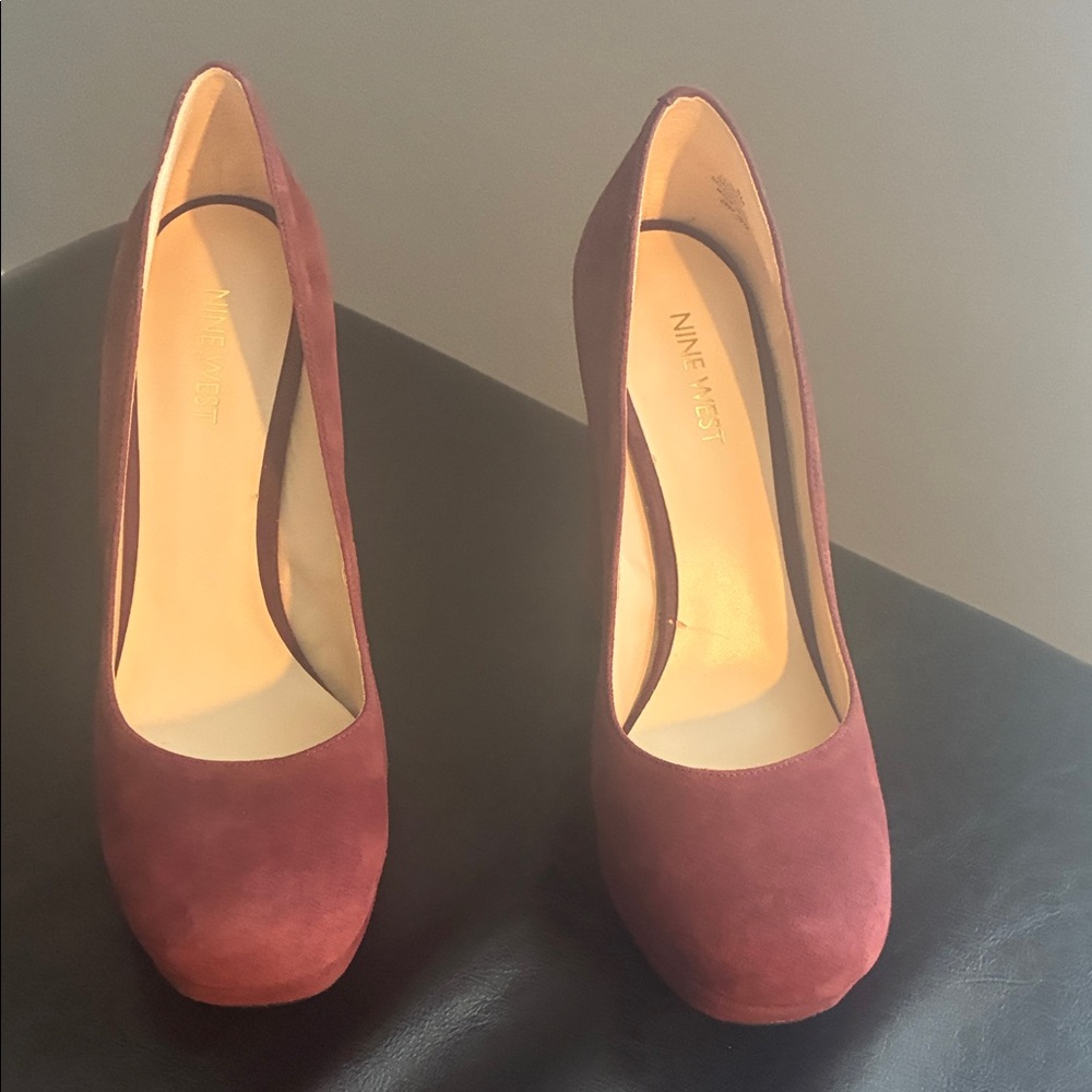 New Nine West Suede Leather Block Heels - Picture 3 of 8